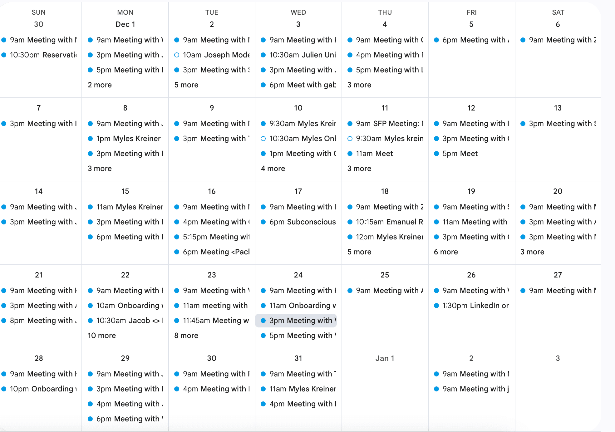 Client calendar, month two
